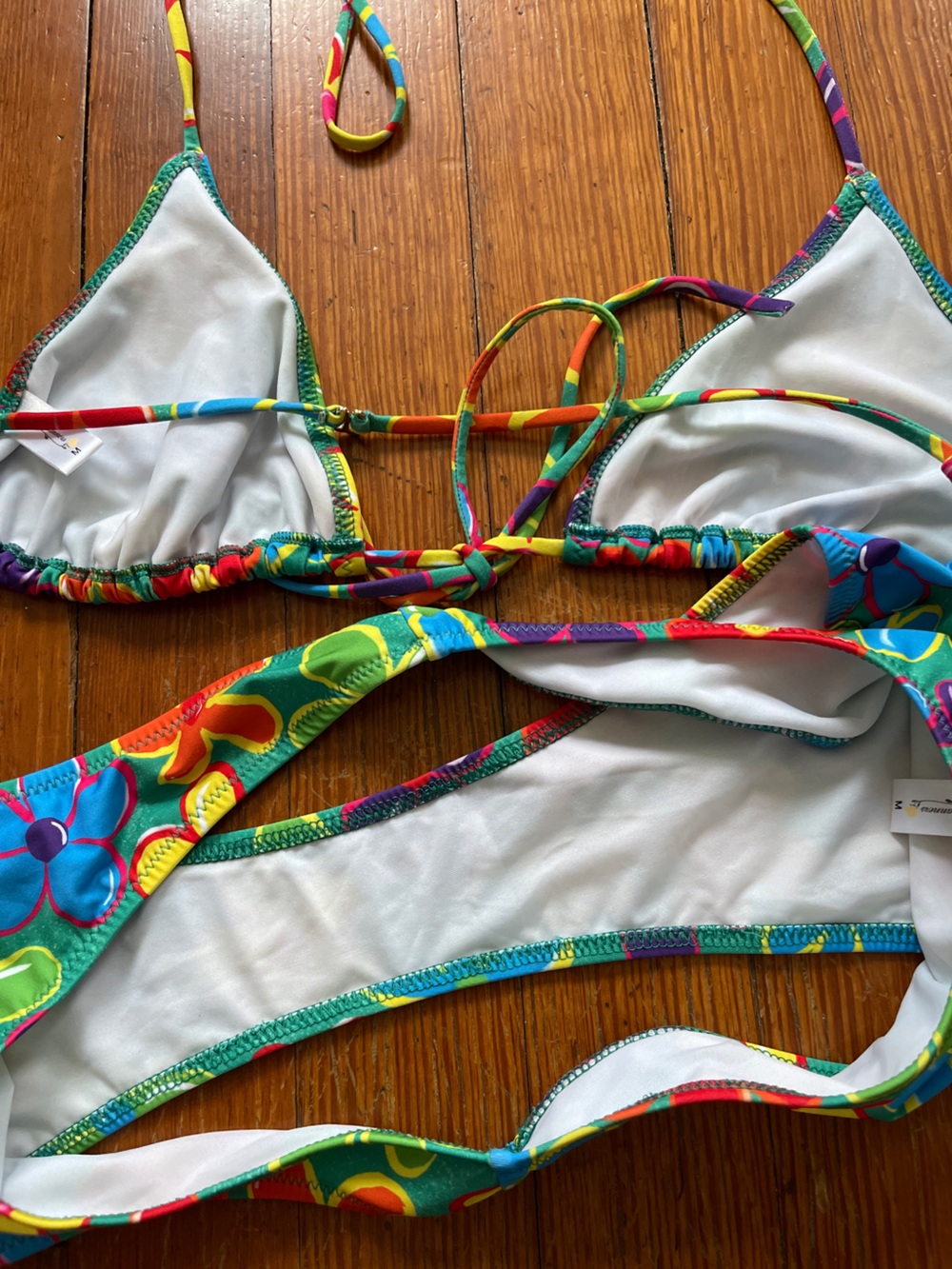NWOT Heavy Manners Linus Bikini SET Blue Orange Yellow Green Flower Print Floral - Picture 5 of 6